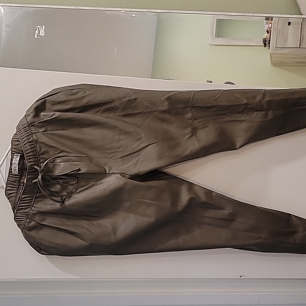Zara Leather pants with draw string